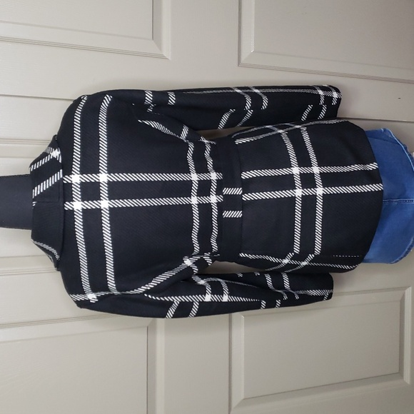 White House Black Market 2% Wool Blend Black White Tie Blazer Jacket Coat - Picture 4 of 7